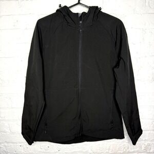 Neufigr Rain Jacket Mens Size Medium Full Zip Hooded Black Coat